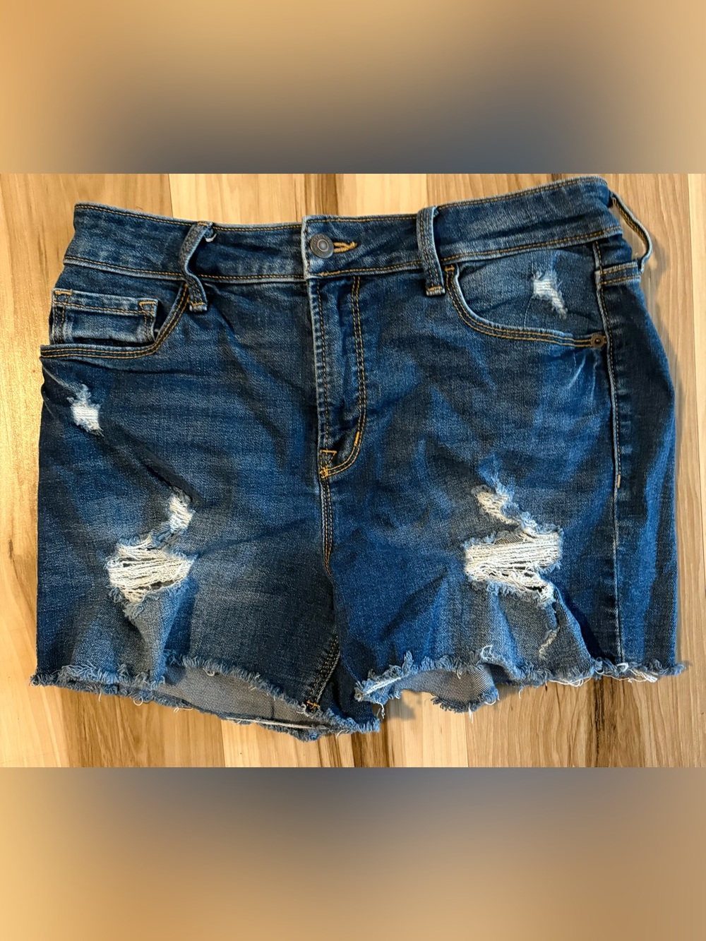 Old Navy Distressed Dark Blue Jean Shorts